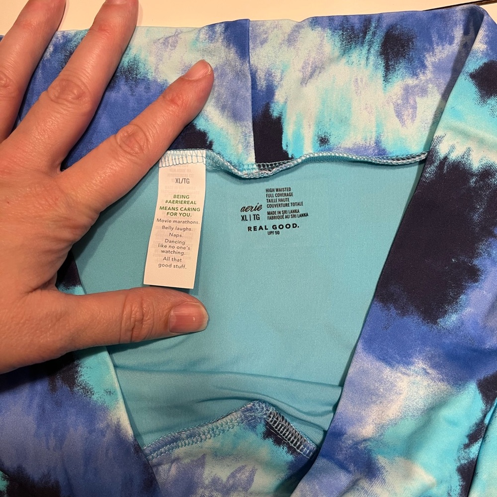 Aerie XL NWT swim suit bikini bottom blue black tie dye - Picture 2 of 7